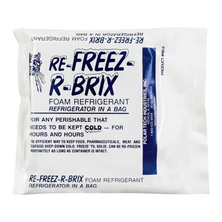 The Packaging Wholesalers Re-Freez-R-Brix Cold Bricks, 7.5 Oz., 4-1/2"L x 4"W x 3/4"H, White/Blue, 42/Pack RB8